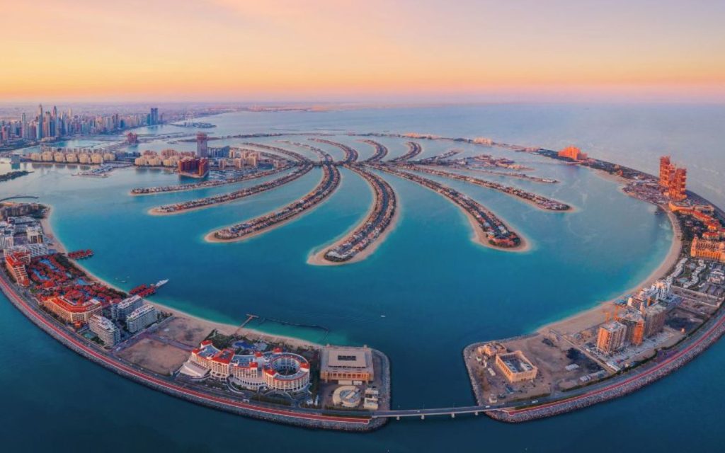 Photo showing island made on reclaimed land - one of Palm Jumeirah Island facts