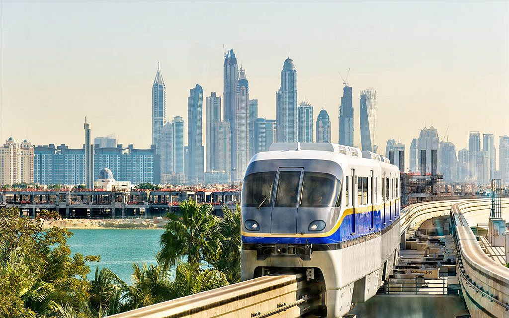 The monorail connects Palm Jumeirah with the coastline of Dubai