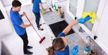 Team offering house cleaning services in Abu Dhabi