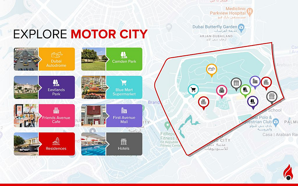 map of motor city in dubai 