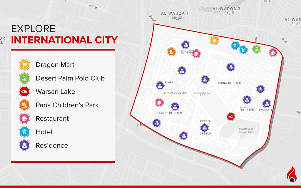 international city dubai infographic