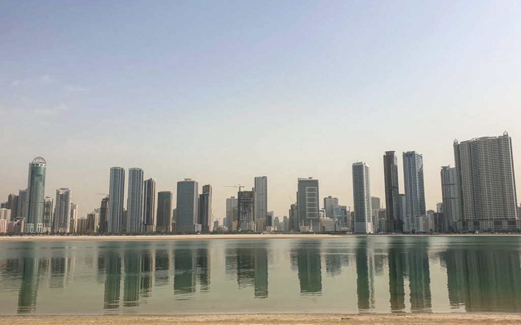 Waterfront view of Al Khan’s skyline