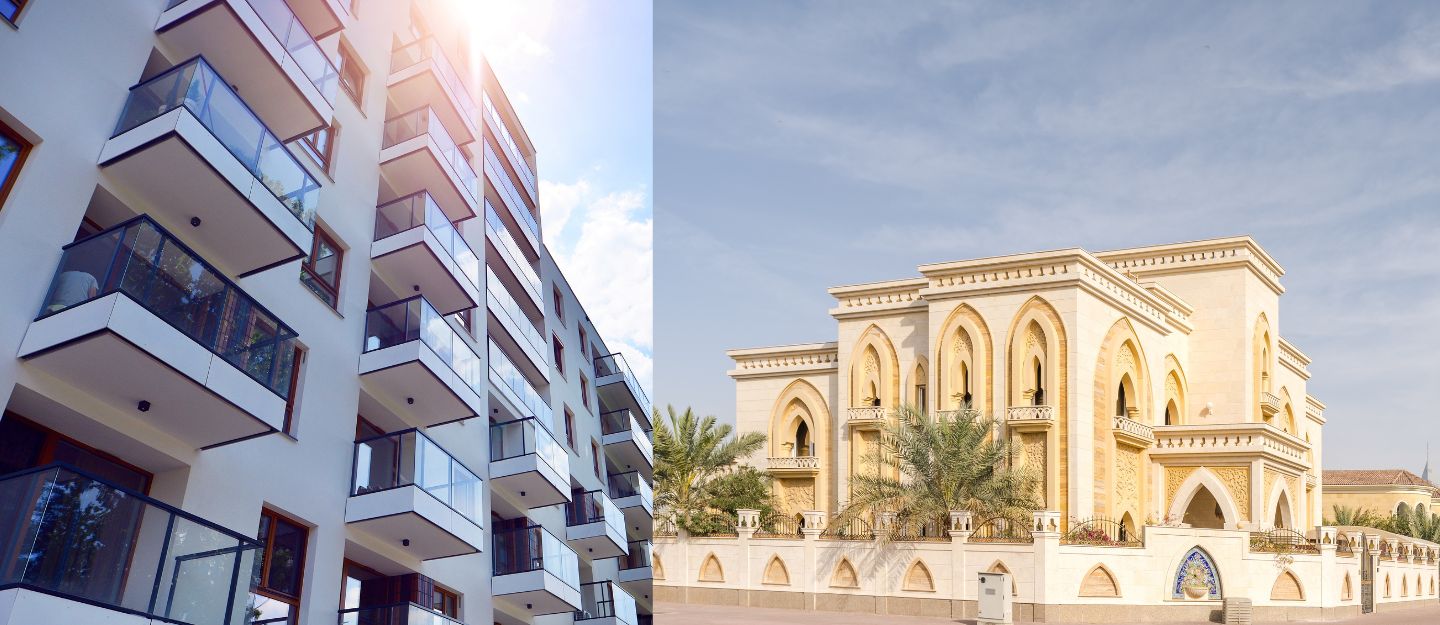 Details on villa communities vs apartment developments in Dubai