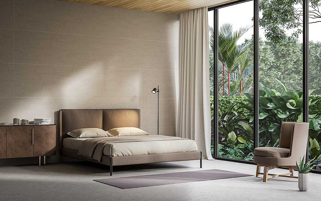 سرير مزدوج في غرفة نوم عصرية