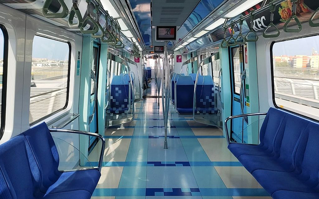 inside of a Dubai metro 