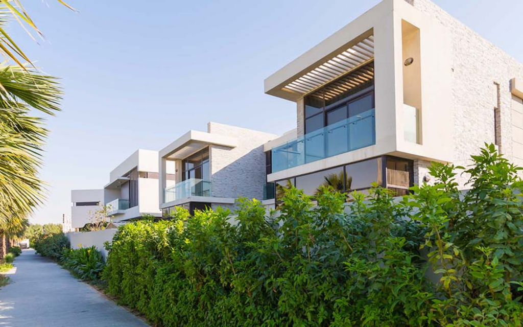 Villas in Trump Estates with large balconies and plants
