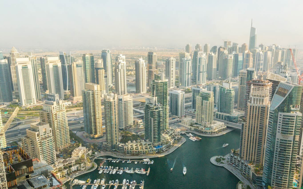 aerial view of apartments in Dubai Marina