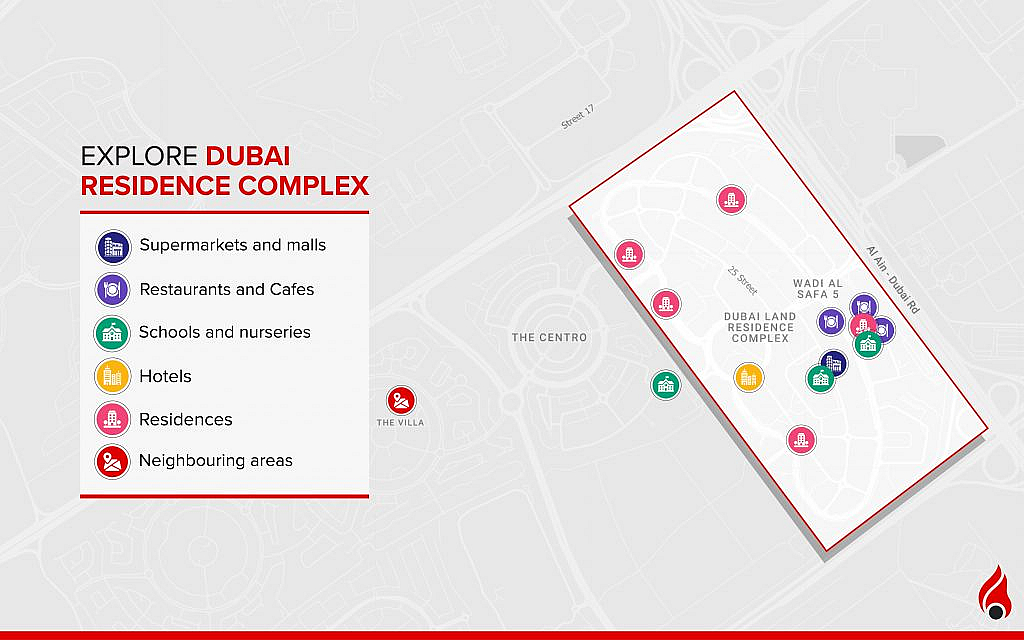 dubai residence complex location and map