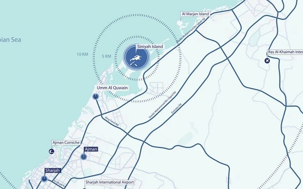 Location of Siniya Island shown on the map
