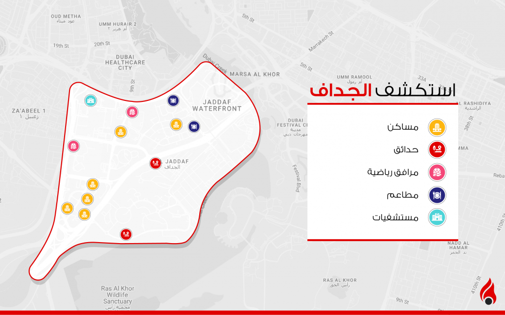 صورة توضيحية لمعالم الجداف في دبي