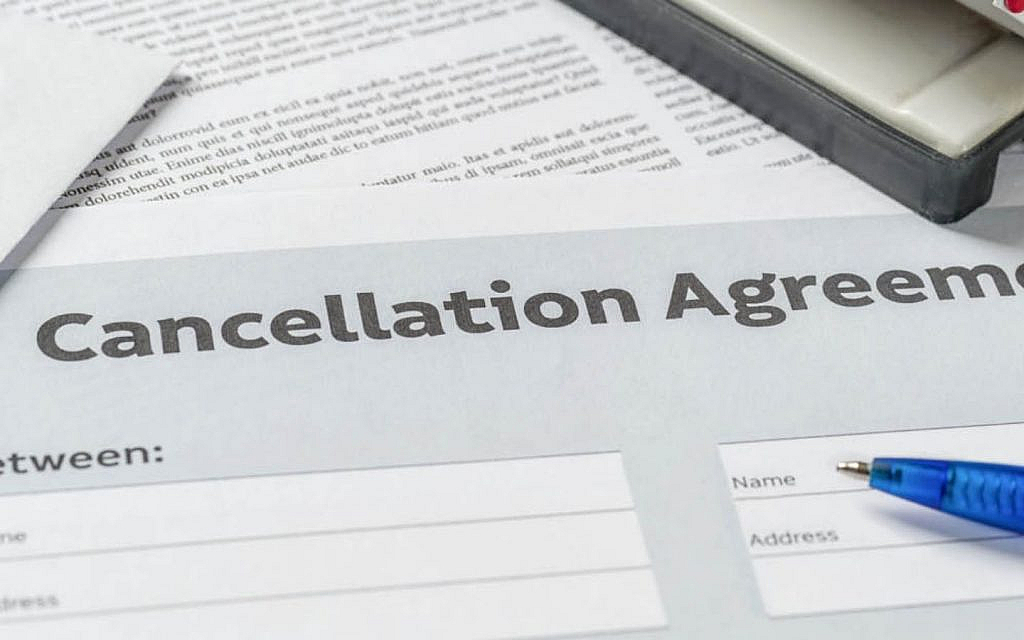 Cancellation of an agreement written on a paper