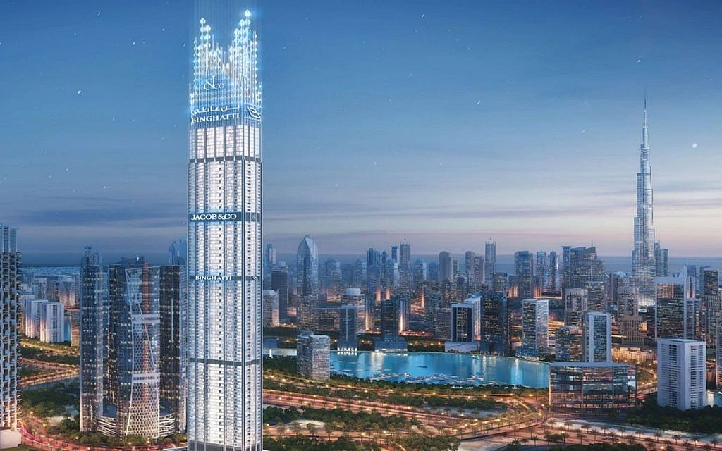 Aerial view of Burj Binghatti Jacob & Co Residences