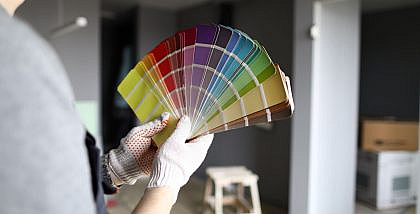 مختص يحمل عينات ألوان