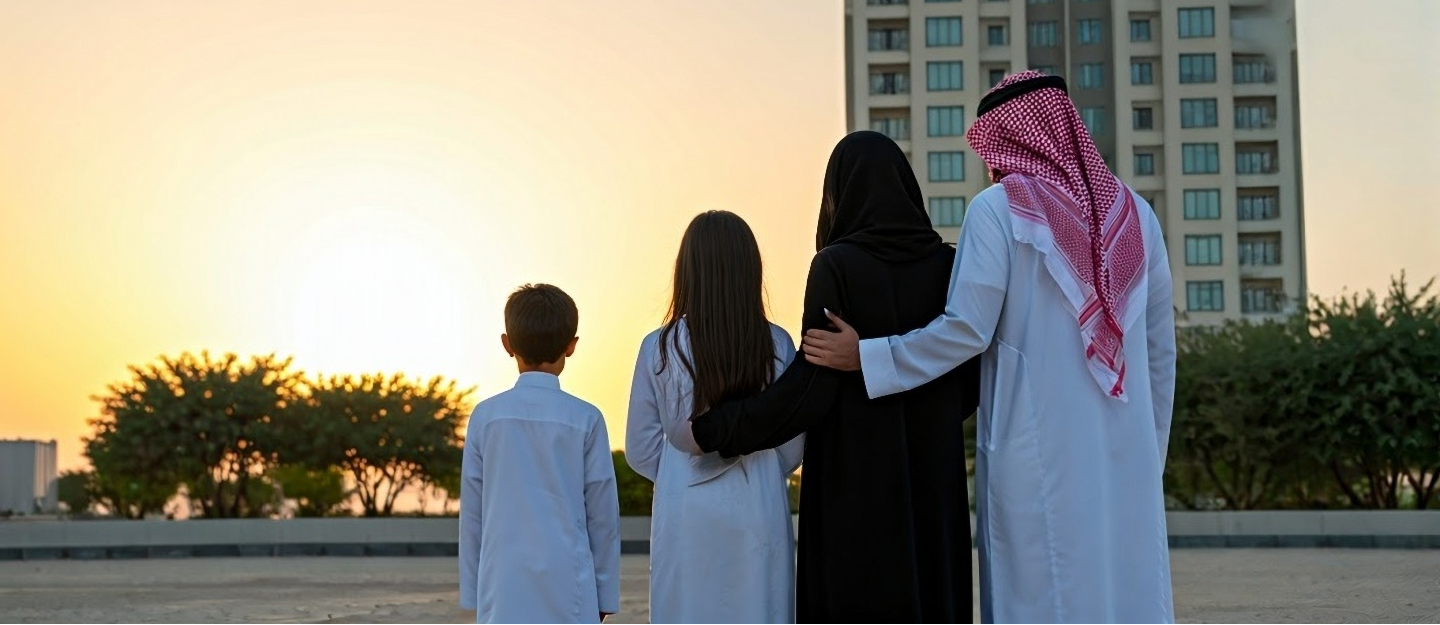 عائلة تنظر الى السماء