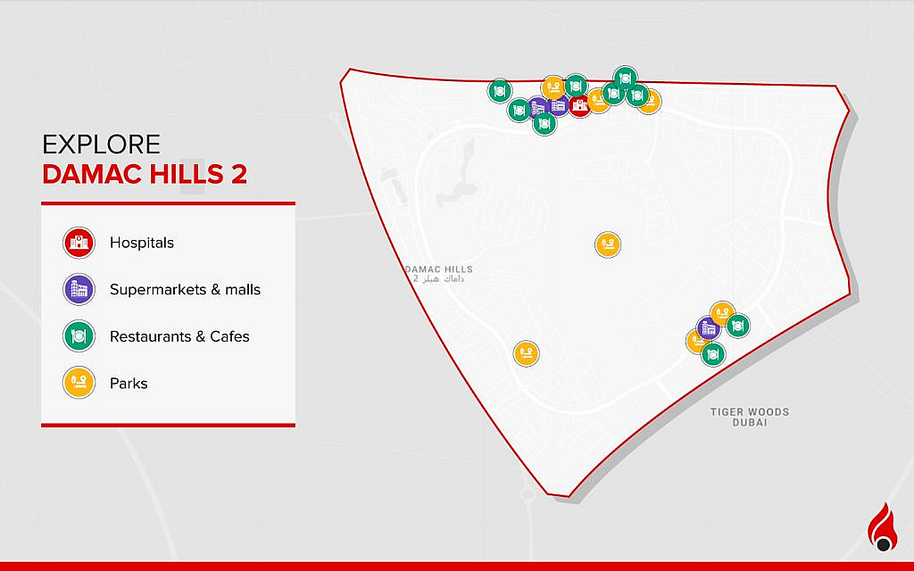 Infographic map of DAMAC Hills 2