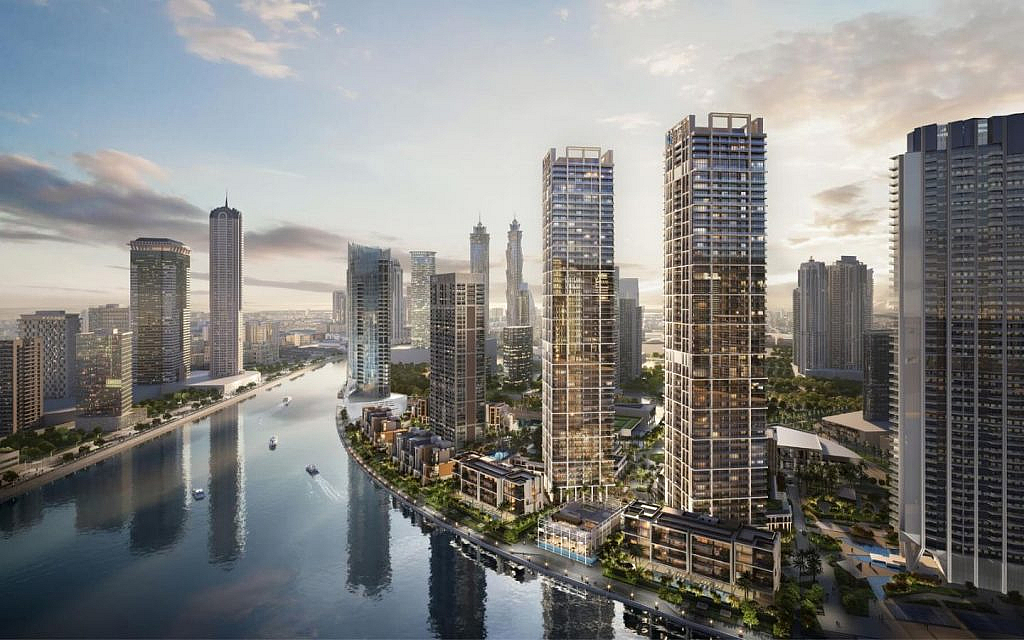 Towers of Peninsula Four, The Plaza, along with Dubai Canal