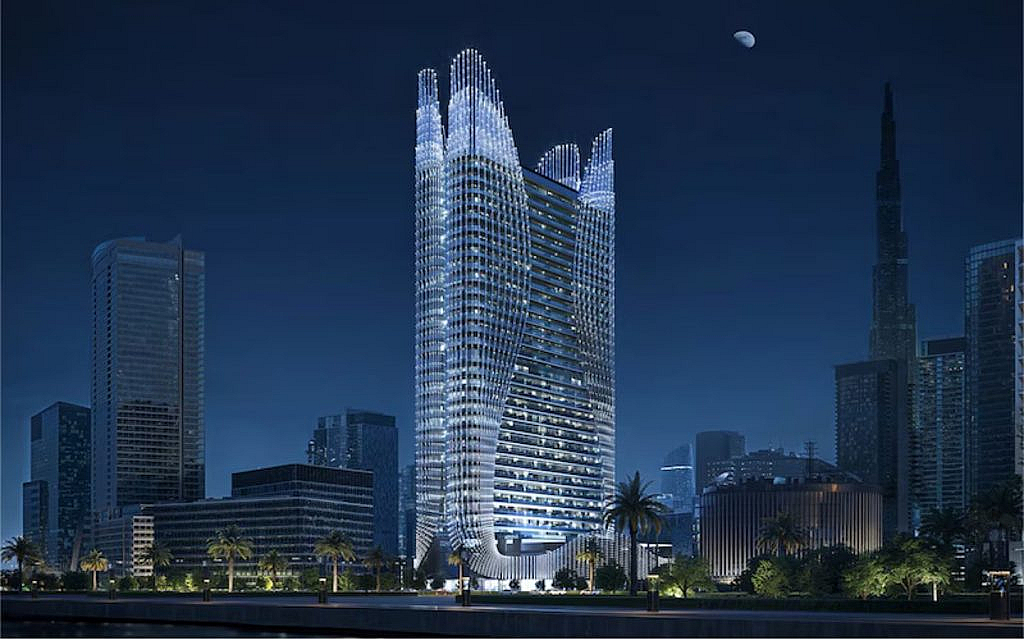 Binghati Skyhall tower shining bright under the moon