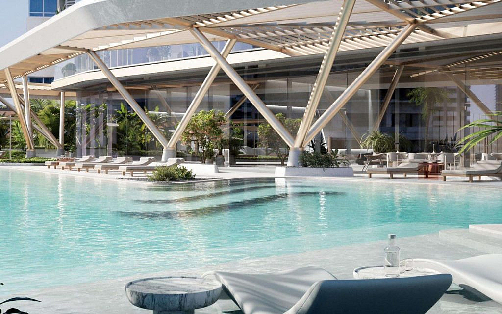 amenities such as pools by Mered real estate developer