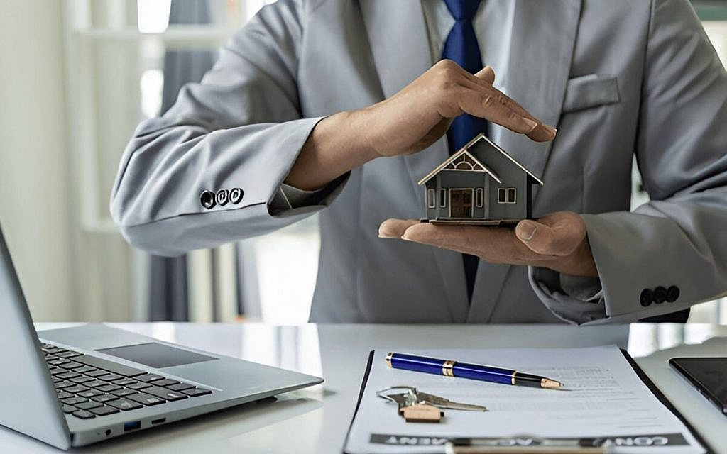wo hands securing a model house