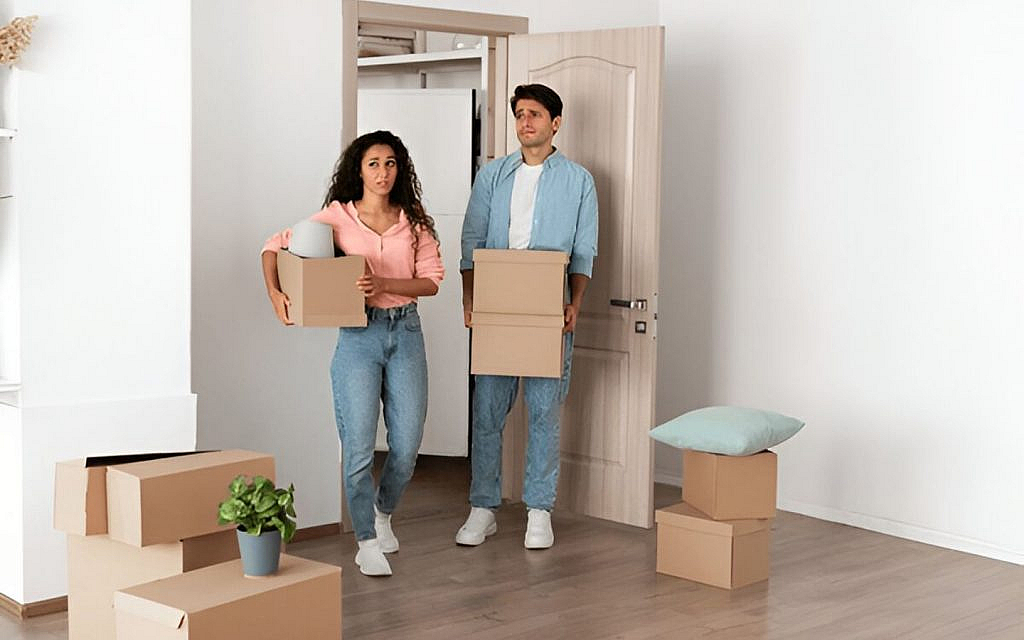 Tenant couple leaving the house for renovation