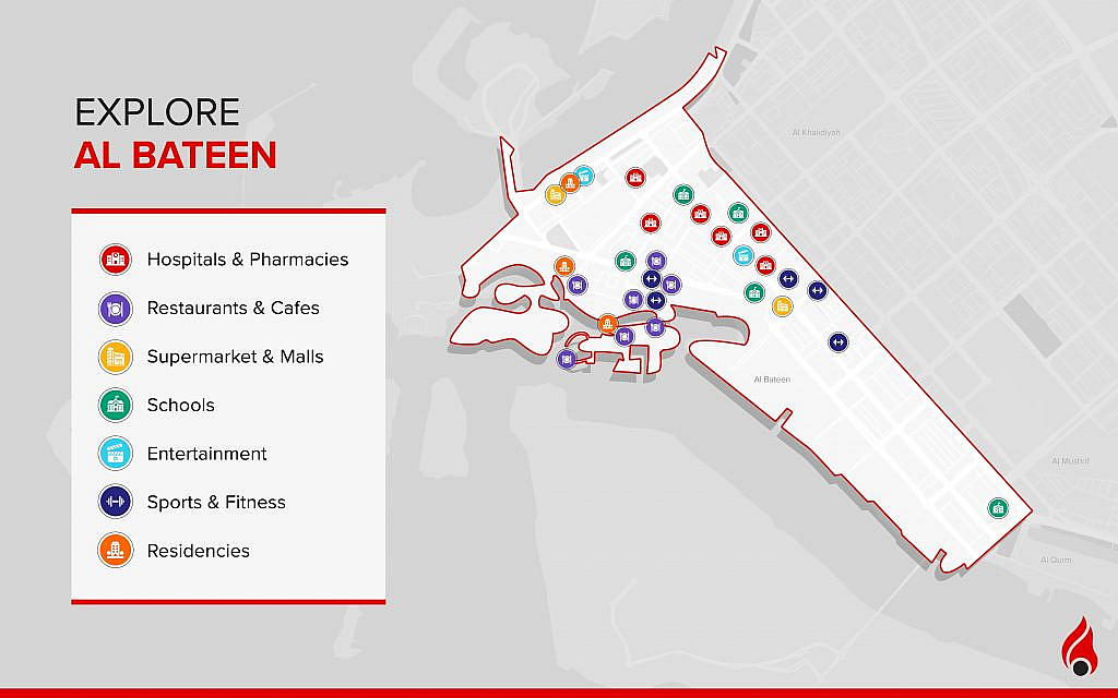 A Bird’s Eye View of Al Bateen showing an overview of available amenities