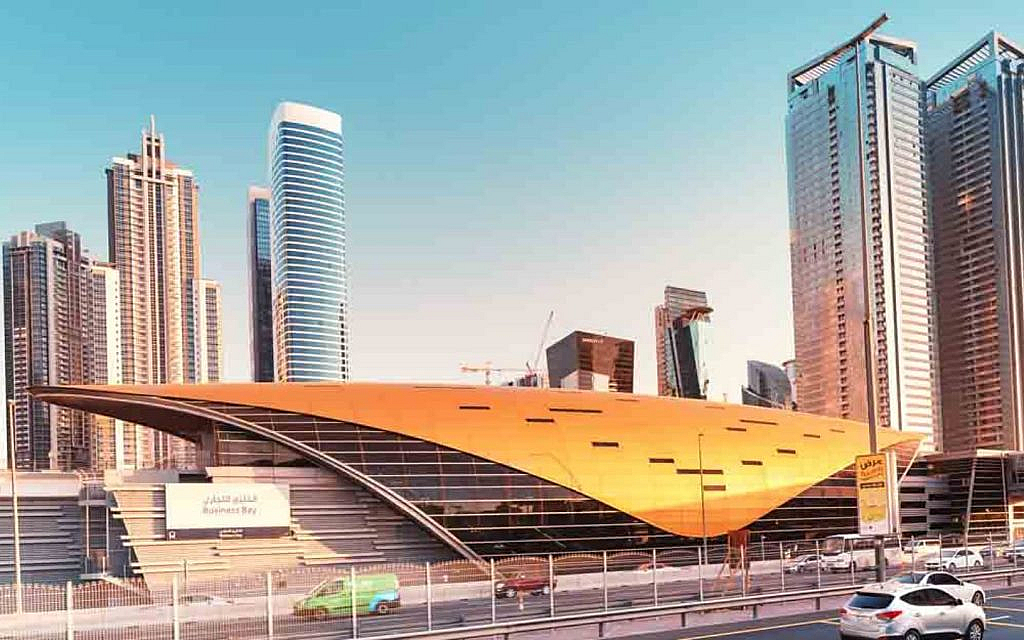 A crowded metro station in the UAE
