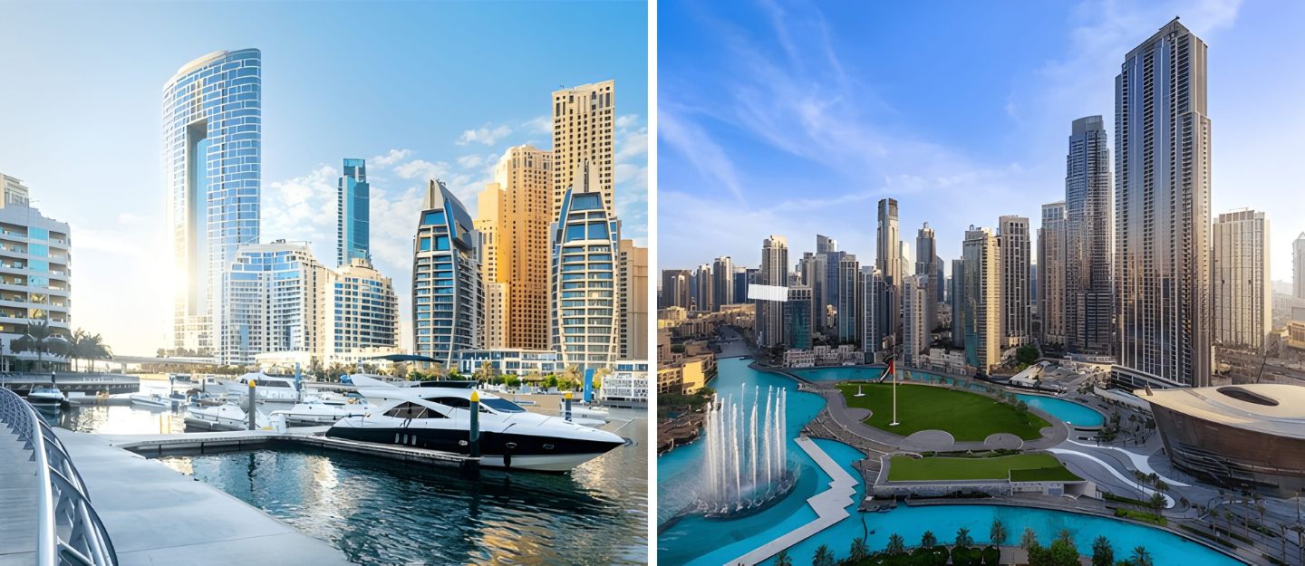 مقارنة بين الاستئجار في دبي مارينا ووسط مدينة دبي