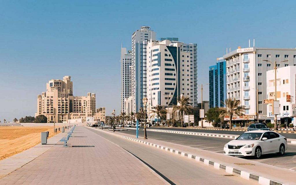 View of waterfront real estate in Ajman
