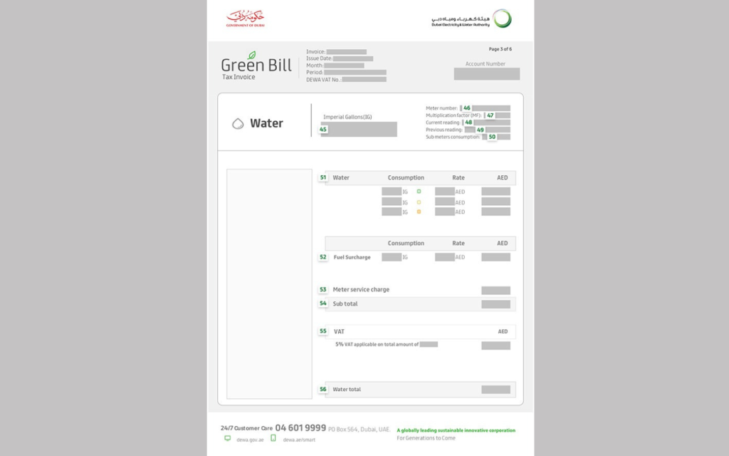 DEWA green bill third page