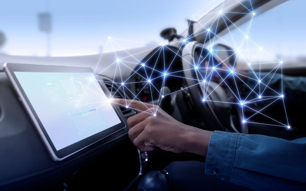 A driver setting up a self-driving car
