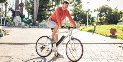 Person on cycle depicting concept of 15 minute city