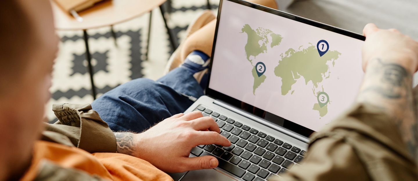 person is checking rental map service in Sharjah