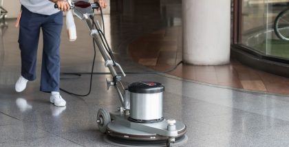 an employe working in a marble floor polishing company in Abu Dhabi