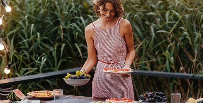 a girl is preparing to host event in a Dubai villa