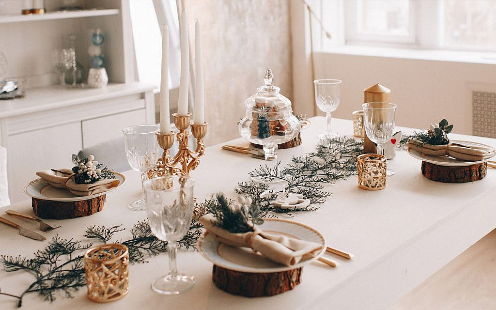 a decorated table for dinner