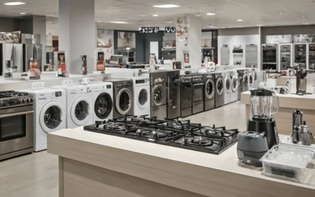 An interior view of an appliance store.