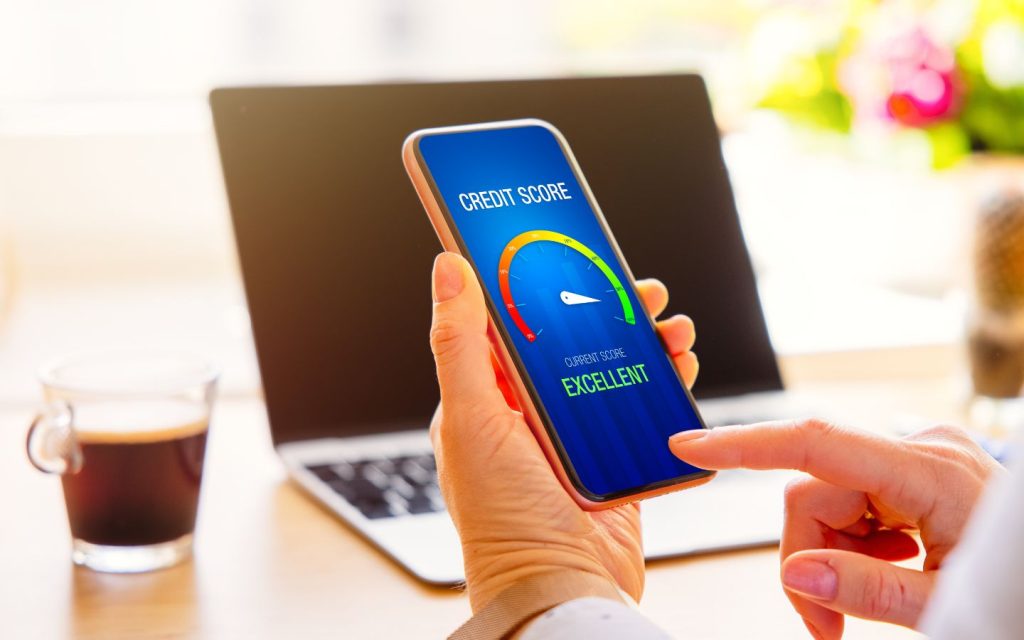 Man checking credit score on mobile app.