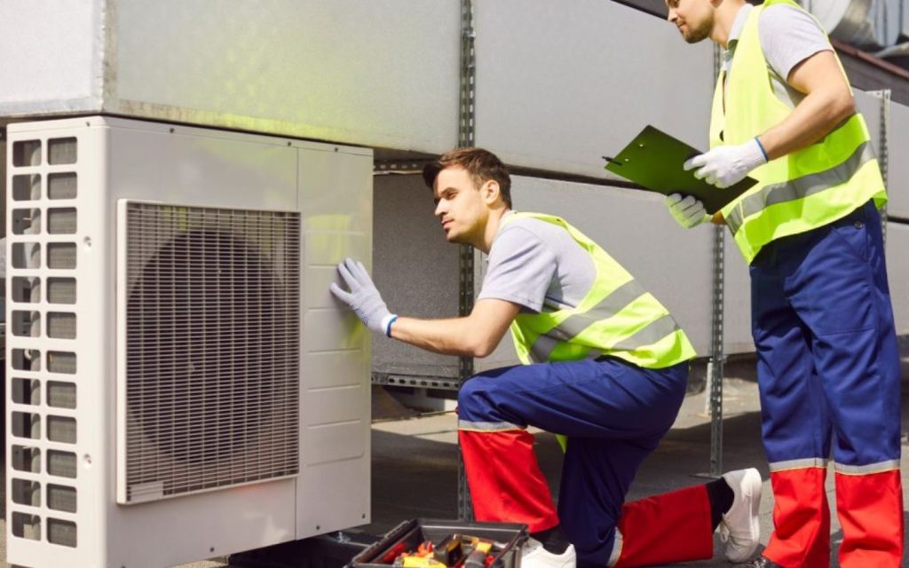 workers checking air conditioning system for UAE homes