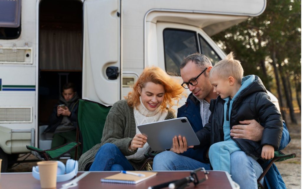 Family using a mobile home for recreational purposes